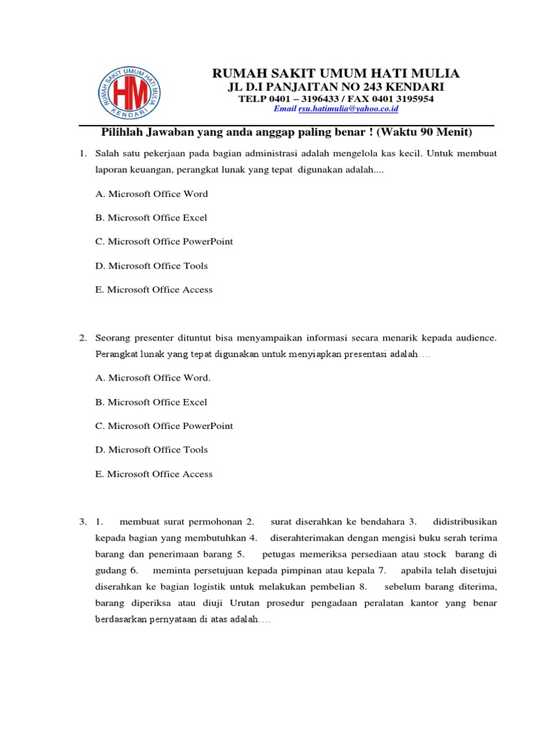 Detail Contoh Soal Tes Tertulis Bagian Administrasi Nomer 8