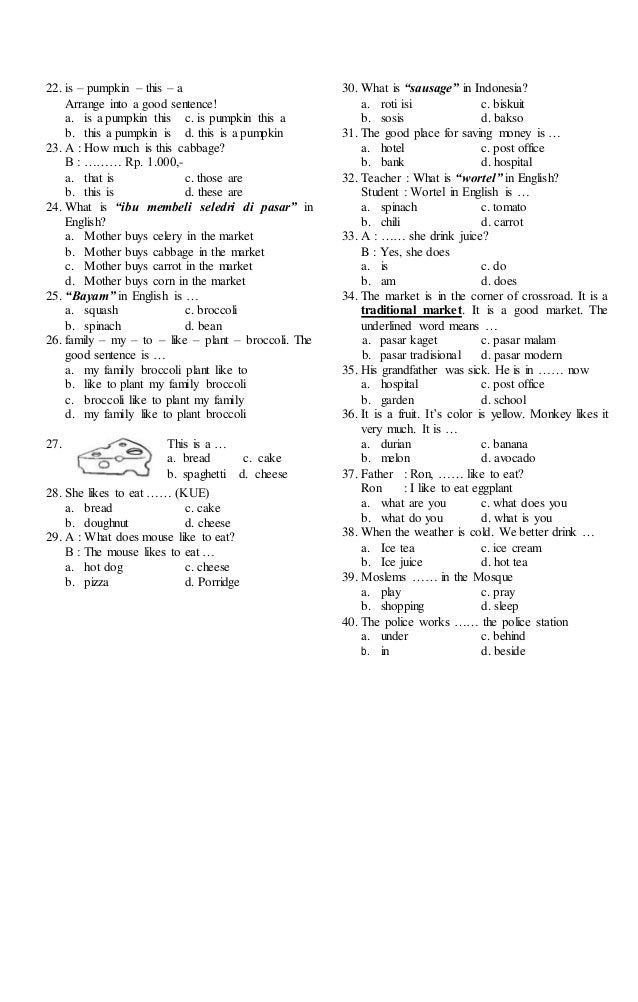 Detail Contoh Soal Tk B Semester 2 Nomer 31