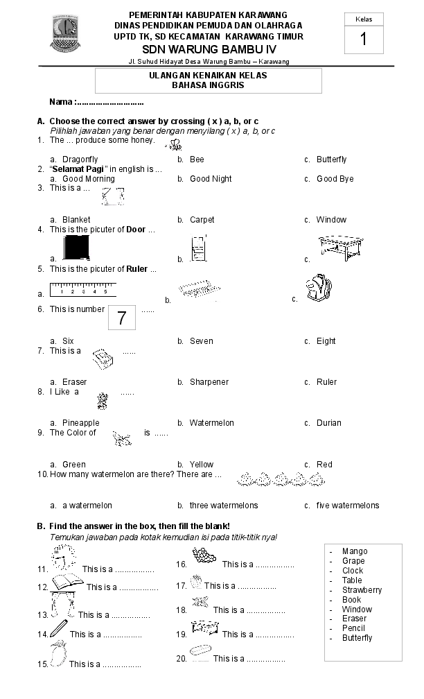 Detail Contoh Soal Tk B Semester 2 Nomer 55