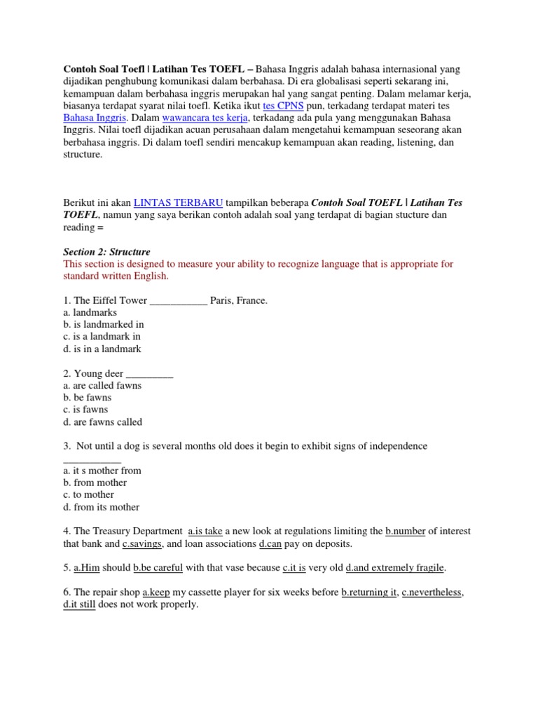 Detail contoh soal toefl koleksi nomer 24