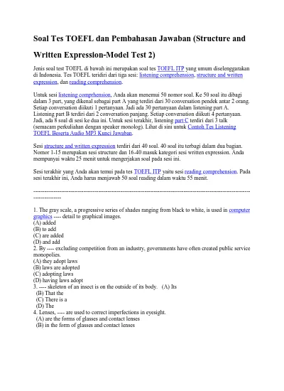Detail Contoh Soal Toefl Nomer 8