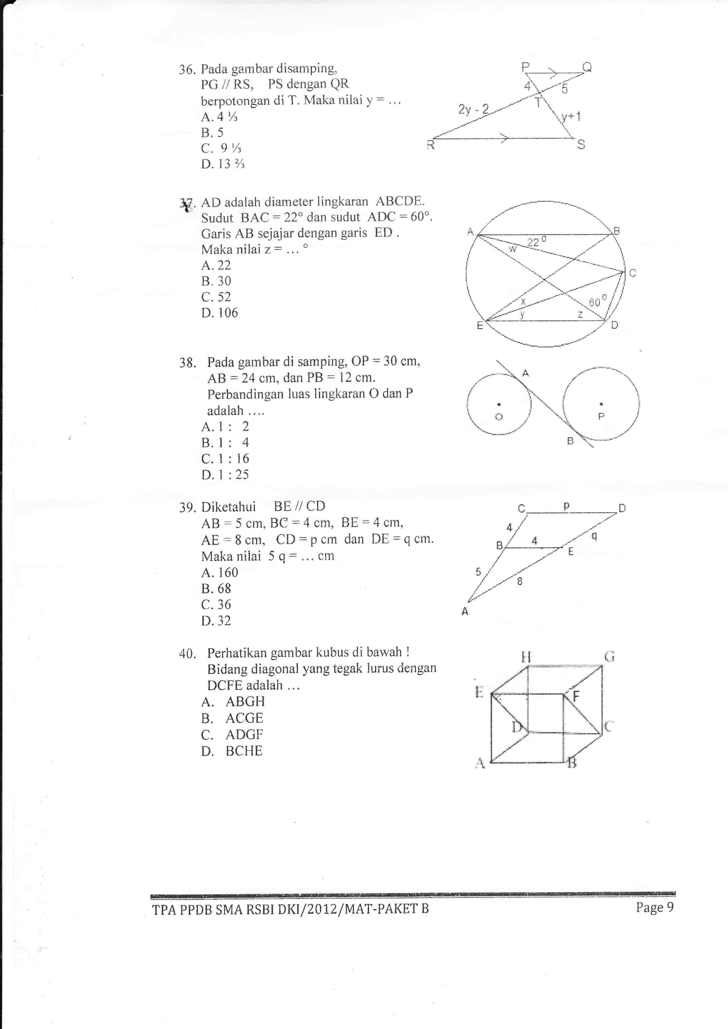 Detail Contoh Soal Tpa Matematika Nomer 37