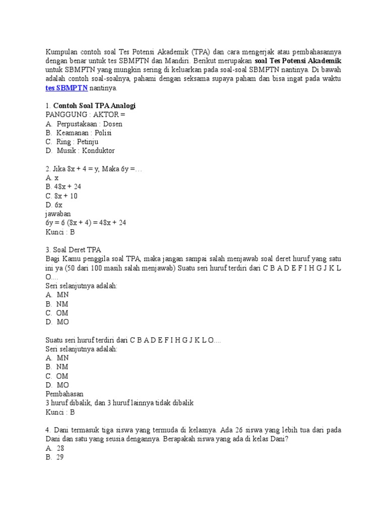 Detail Contoh Soal Tpa Snmptn Nomer 18