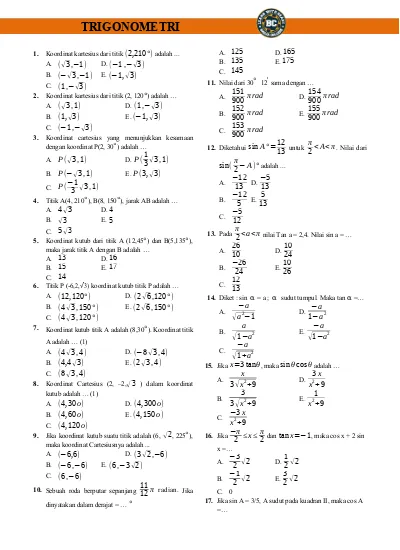 Detail Contoh Soal Trigonometri Kelas 11 Nomer 21