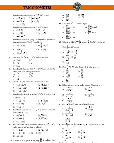 Detail Contoh Soal Trigonometri Kelas 11 Nomer 5