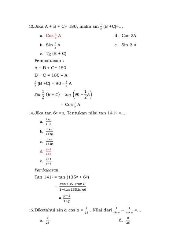 Detail Contoh Soal Trigonometri Kelas 11 Nomer 49