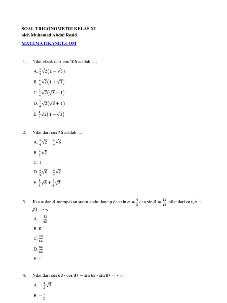 Detail Contoh Soal Trigonometri Kelas 11 Nomer 53