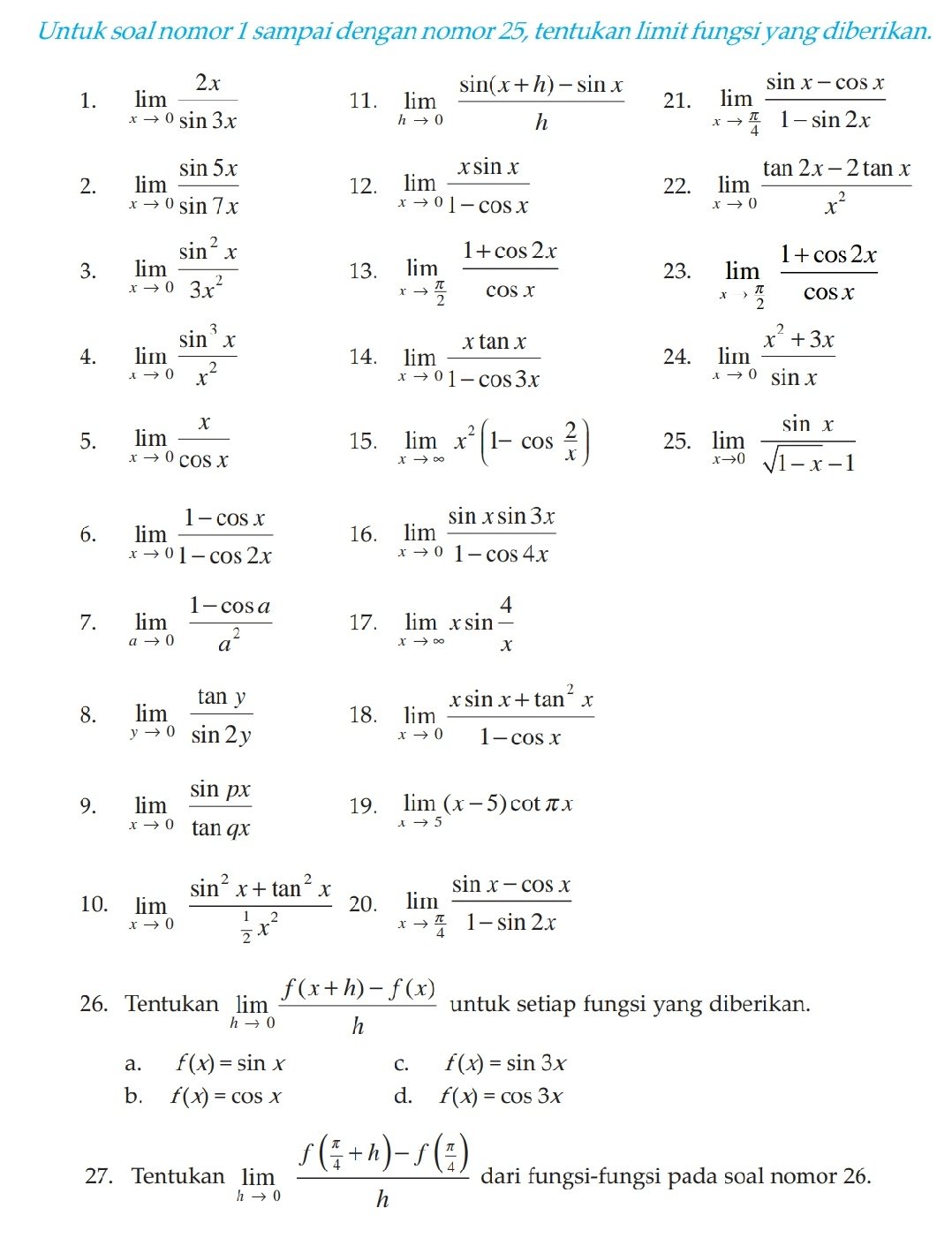 Detail Contoh Soal Trigonometri Kelas 12 Nomer 17