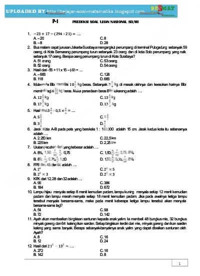 Contoh Soal Try Out Sd - KibrisPDR