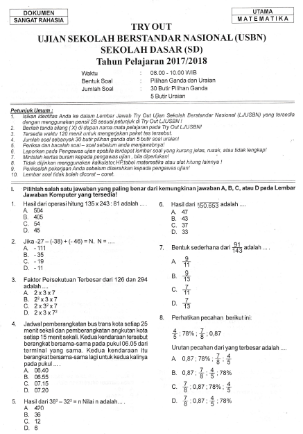 Detail Contoh Soal Try Out Sd Nomer 23