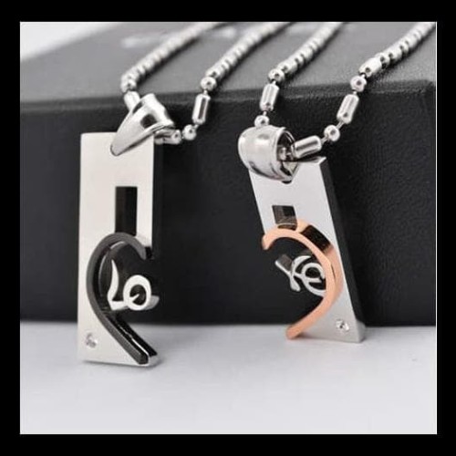 Detail Gambar Love Romantis Kalung Couple Love Warna Hitam Nomer 44