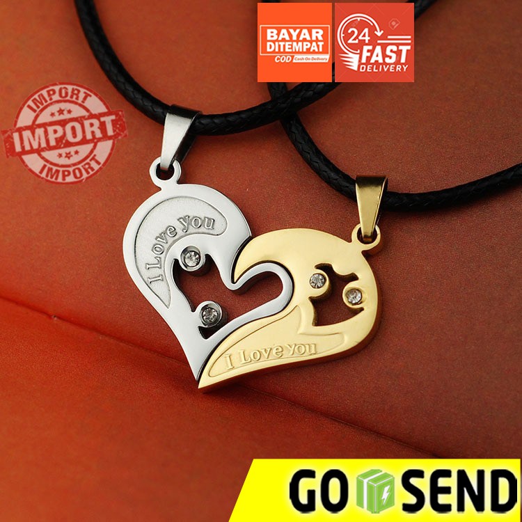 Detail Gambar Love Romantis Kalung Couple Love Warna Hitam Nomer 7