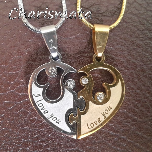 Detail Gambar Love Romantis Kalung Couple Love Warna Hitam Polos Nomer 17