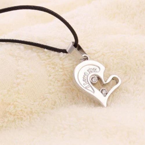 Detail Gambar Love Romantis Kalung Couple Love Warna Hitam Polos Nomer 58