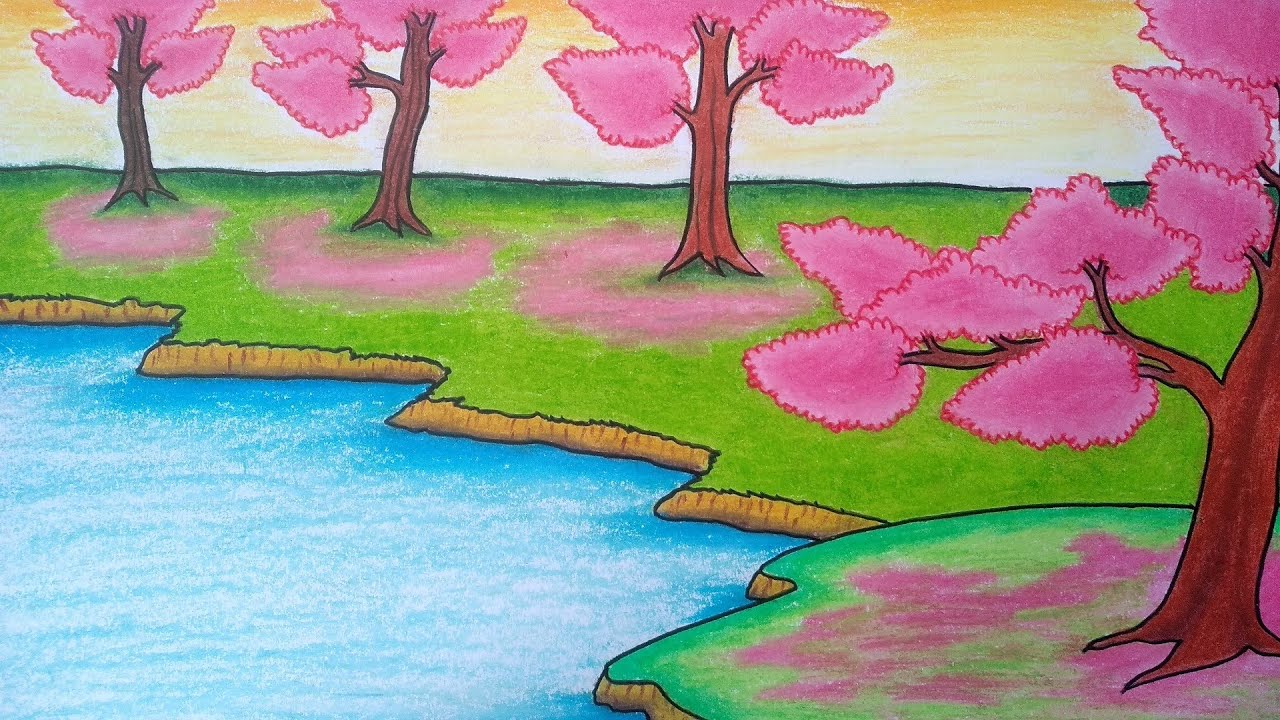 Detail Gambar Lukisan Bunga Sakura Dengan Pensil Nomer 42