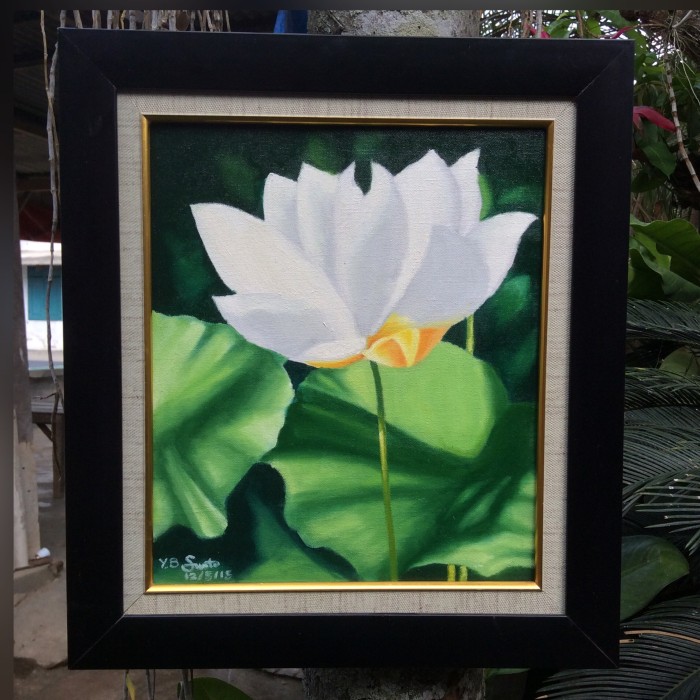 Gambar Lukisan Bunga Teratai Putih - KibrisPDR
