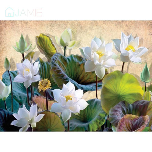 Detail Gambar Lukisan Bunga Teratai Putih Nomer 12