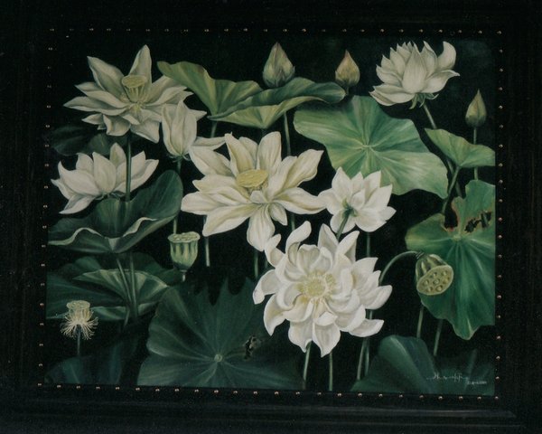 Detail Gambar Lukisan Bunga Teratai Putih Nomer 30