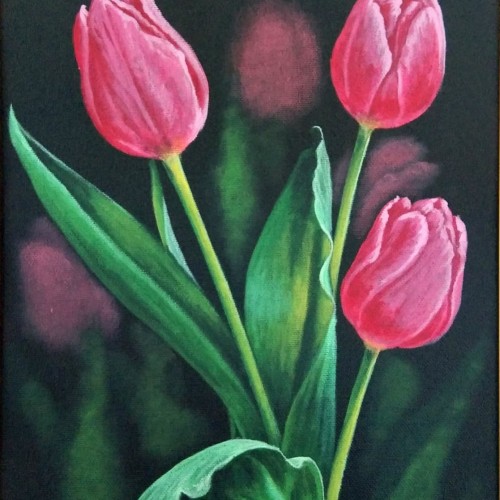 Gambar Lukisan Bunga Tulip - KibrisPDR