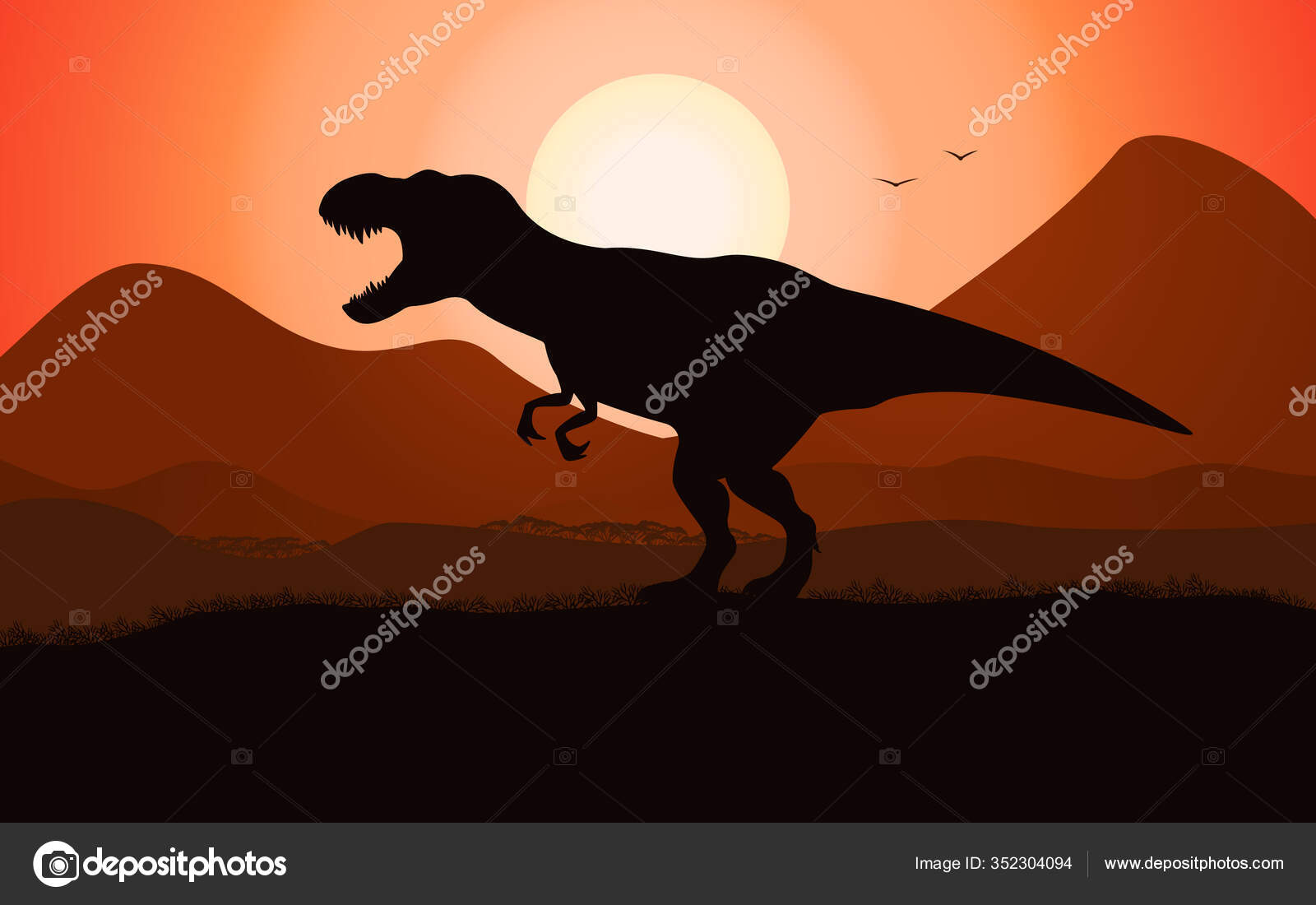 Detail Gambar Lukisan Dinosaur T Rex Dan Pemandangan Berwarna Nomer 15