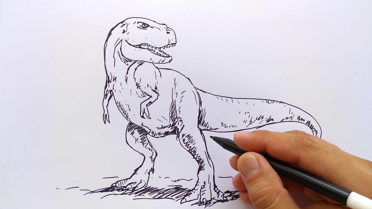 Detail Gambar Lukisan Dinosaur T Rex Dan Pemandangan Berwarna Nomer 6