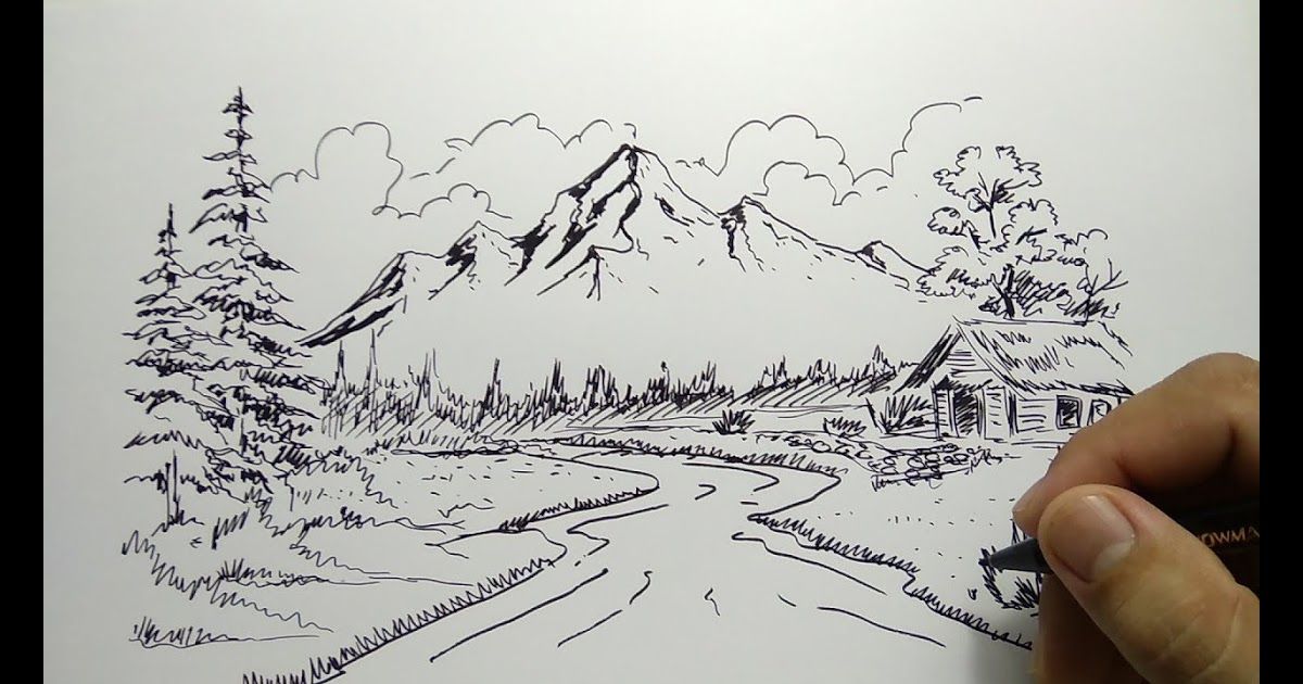 Detail Gambar Lukisan Gunung Yang Mudah Pensil Nomer 5