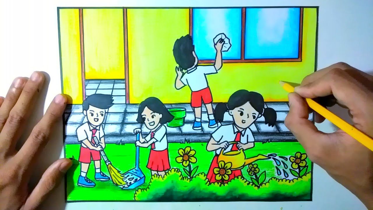 Detail Gambar Lukisan Lingkungan Sekolah Nomer 30