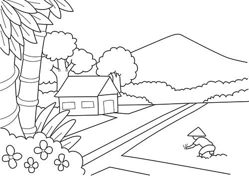 Detail Gambar Lukisan Pedesaan Yang Mudah Tanpa Gunung Nomer 18