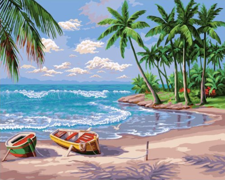 Detail Gambar Lukisan Pemandangan Di Tepi Pantai Nomer 3