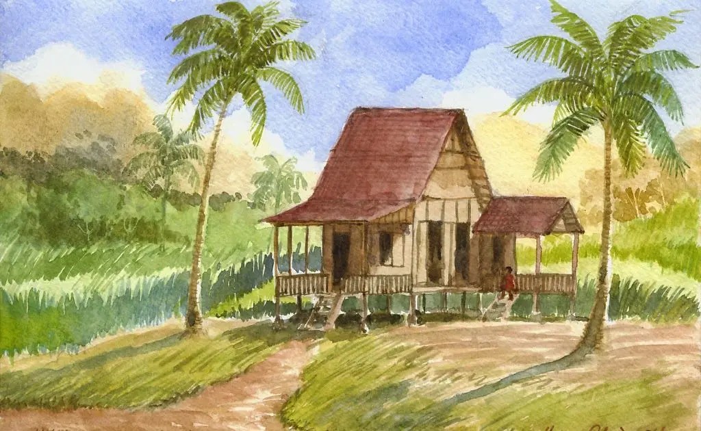 Detail Gambar Lukisan Pemandangan Kampung Nomer 28