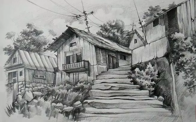 Detail Gambar Lukisan Pemandangan Pensil Nomer 22
