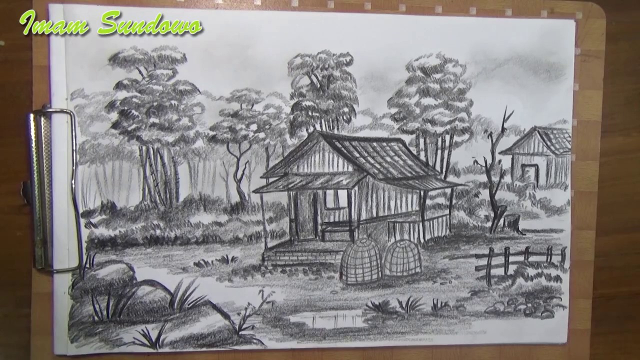 Detail Gambar Lukisan Pemandangan Pensil Nomer 23