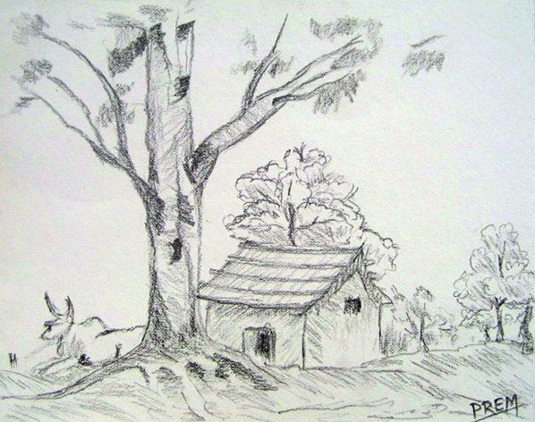 Detail Gambar Lukisan Pemandangan Pensil Nomer 4