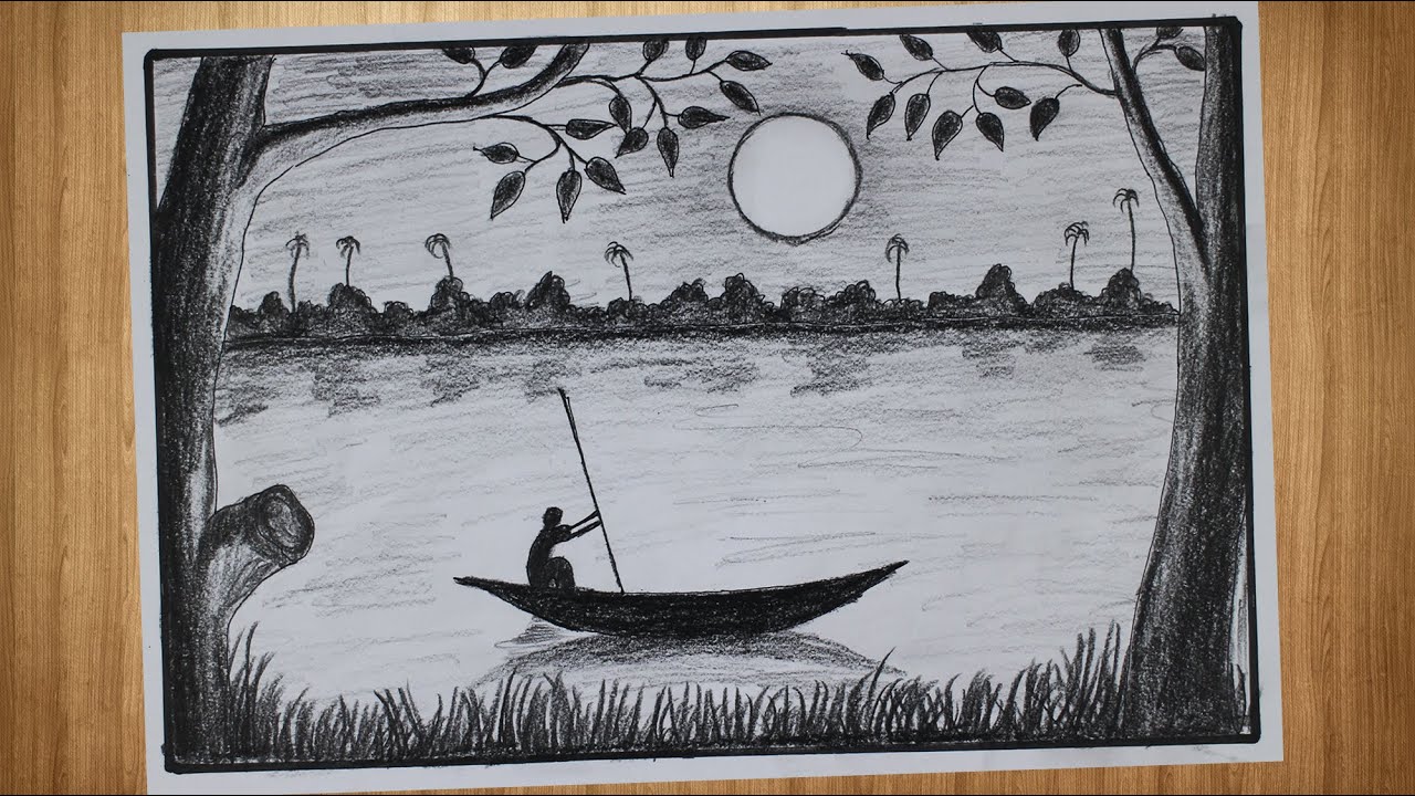 Detail Gambar Lukisan Pemandangan Pensil Nomer 30