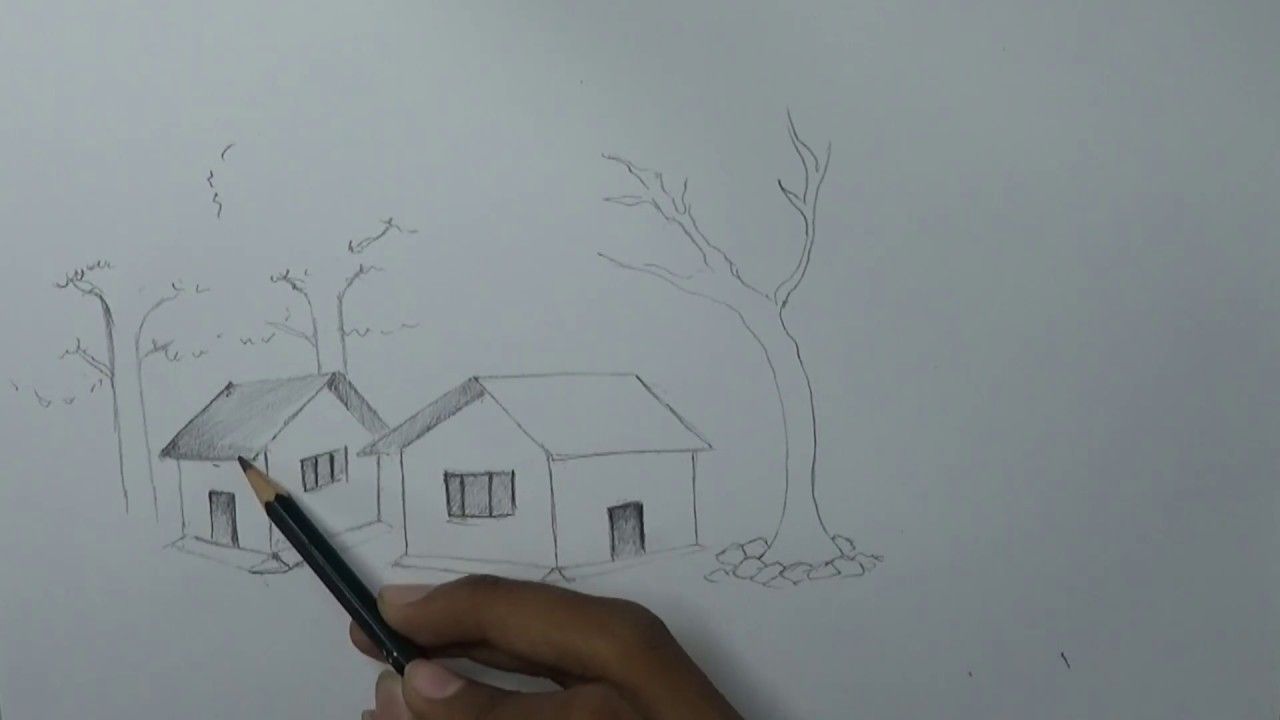 Detail Gambar Lukisan Pemandangan Pensil Nomer 47