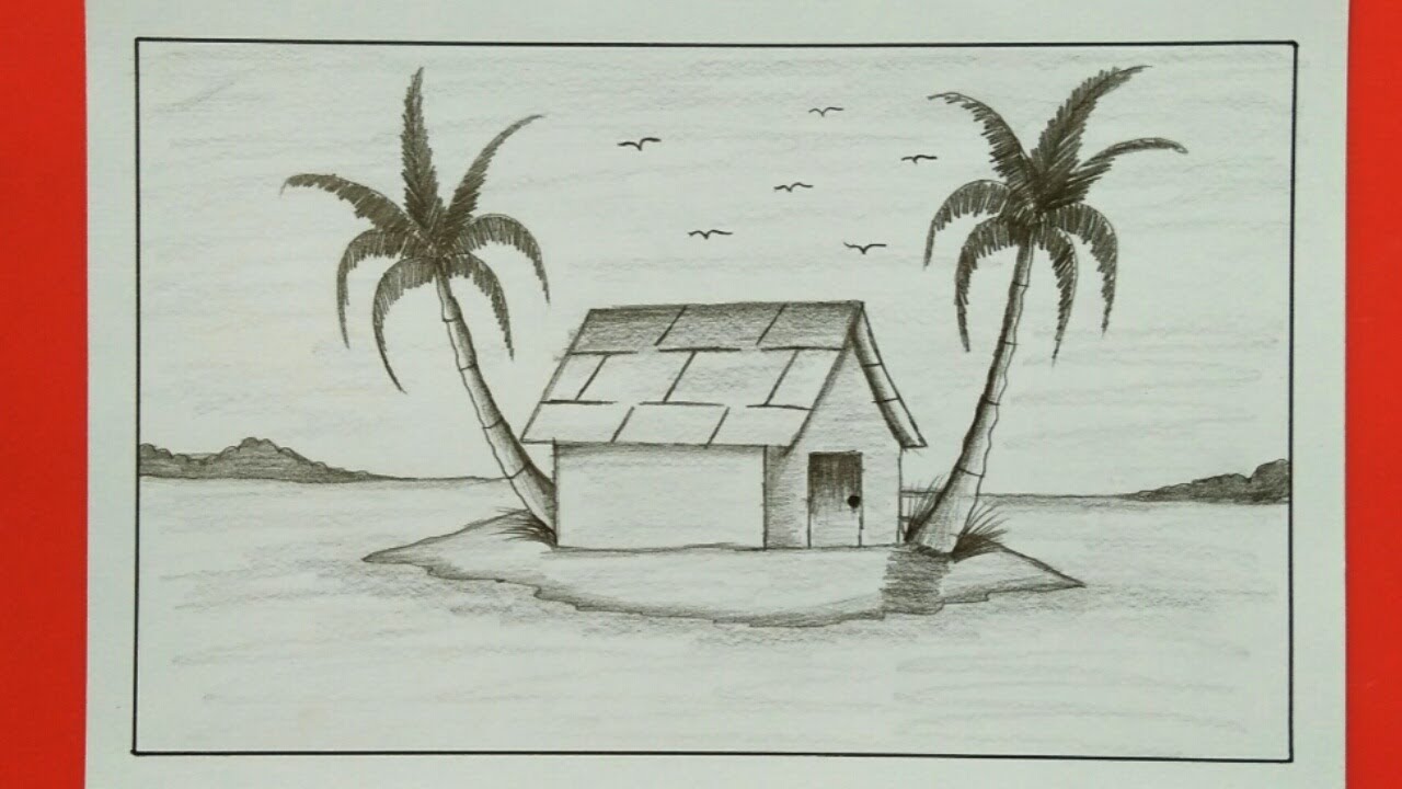 Detail Gambar Lukisan Pemandangan Pensil Nomer 53