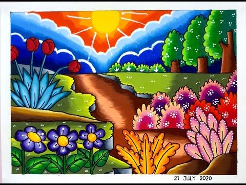 Detail Gambar Lukisan Taman Bunga Nomer 10