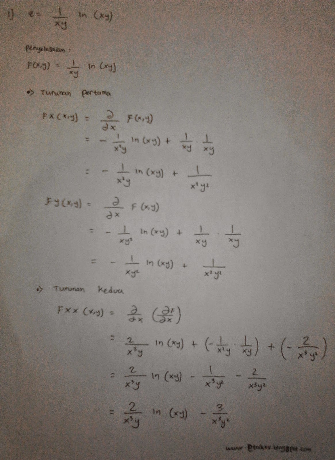 Detail Contoh Soal Turunan Parsial Dan Penyelesaiannya Nomer 2