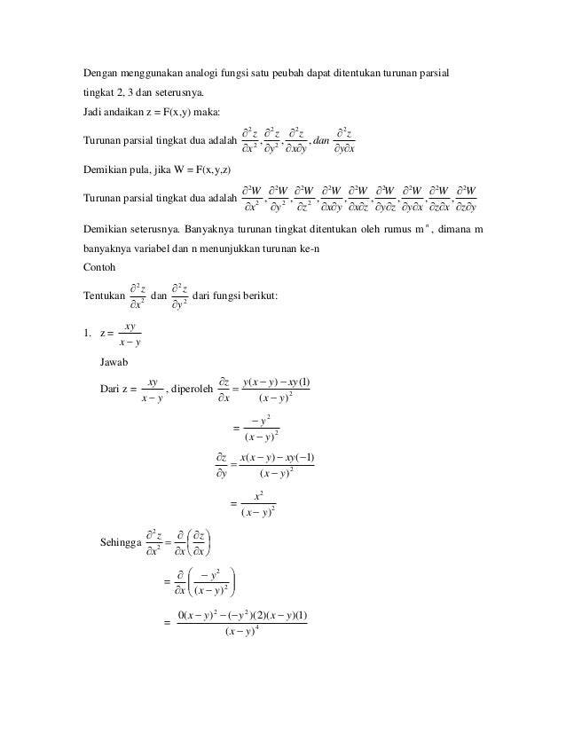 Detail Contoh Soal Turunan Parsial Dan Penyelesaiannya Nomer 11