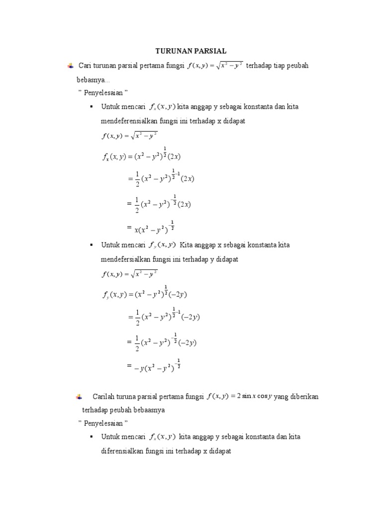 Detail Contoh Soal Turunan Parsial Dan Penyelesaiannya Nomer 23