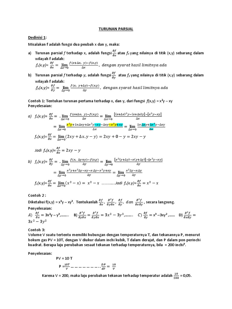 Detail Contoh Soal Turunan Parsial Dan Penyelesaiannya Nomer 34