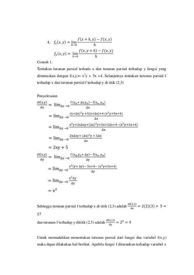 Download Contoh Soal Turunan Parsial Dan Penyelesaiannya Nomer 7