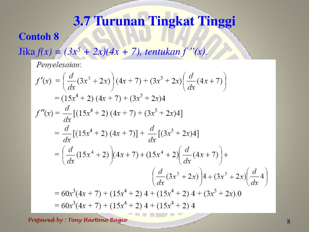 Detail Contoh Soal Turunan Tingkat Tinggi Nomer 13