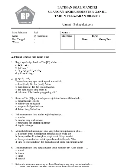 Detail Contoh Soal Uas Nomer 19