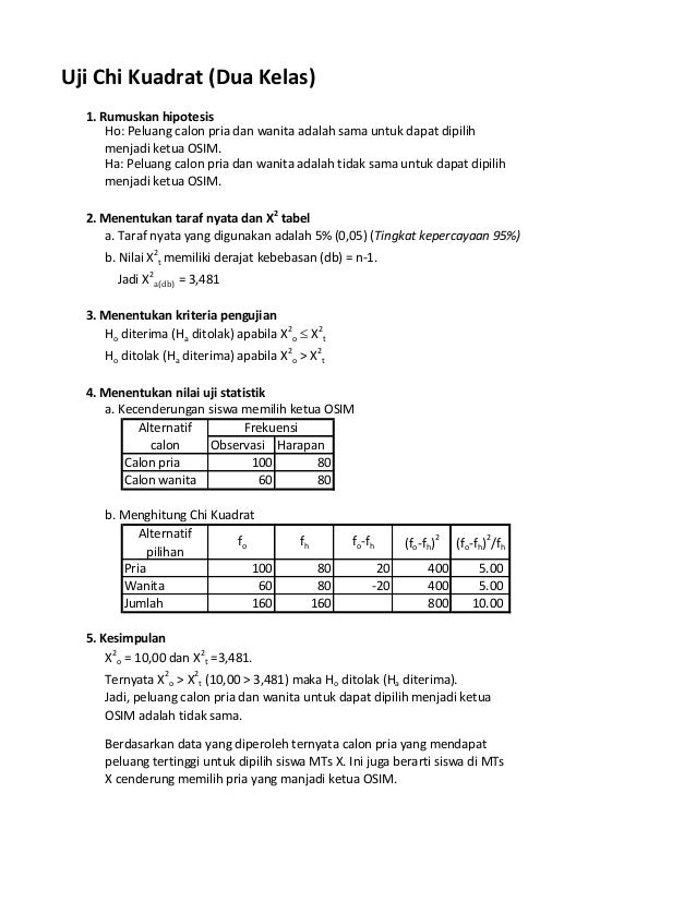 Contoh Soal Uji Chi Square - KibrisPDR