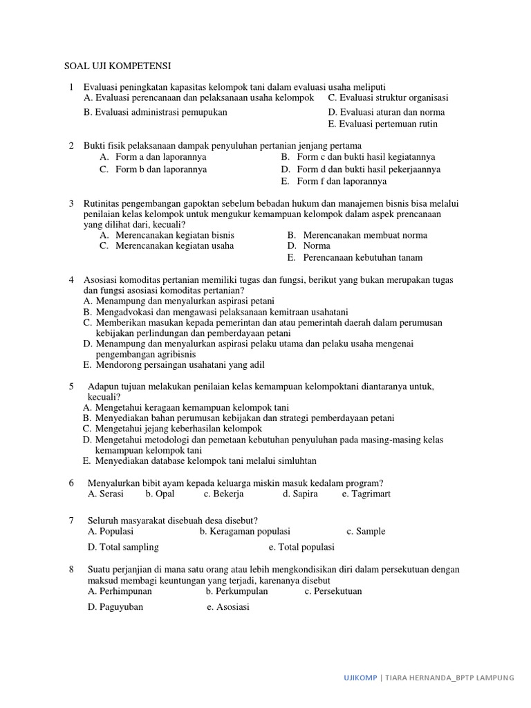 Detail Contoh Soal Uji Kompetensi Penyuluh Pertanian Nomer 23