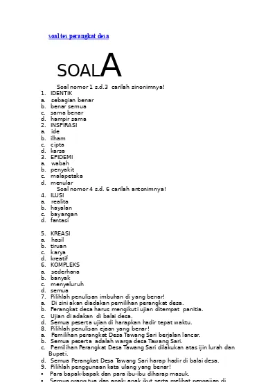 Detail Contoh Soal Ujian Kepala Dusun Nomer 36