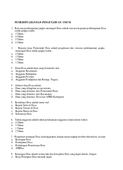 Detail Contoh Soal Ujian Kepala Dusun Nomer 46