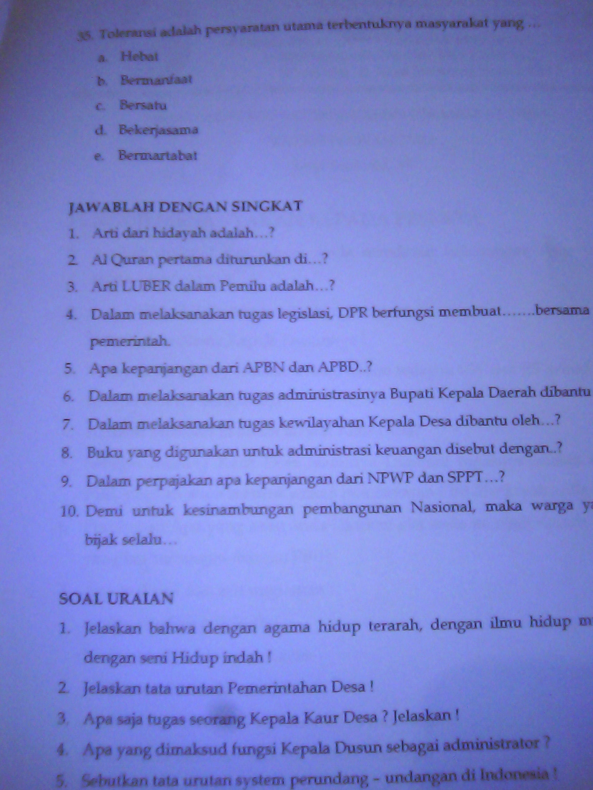 Detail Contoh Soal Ujian Kepala Dusun Nomer 54