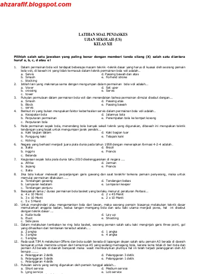 Detail Contoh Soal Ujian Sekolah Nomer 20